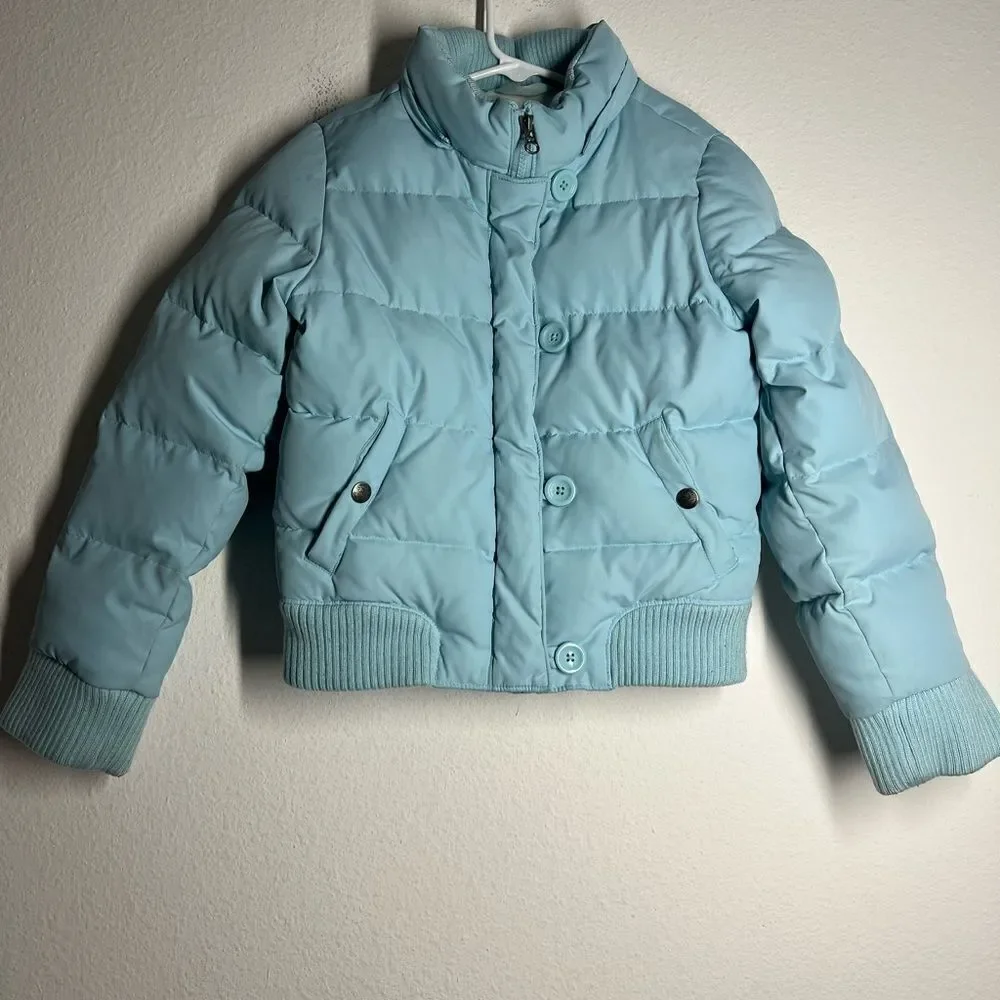 Gap Kids Girls Blue Puffer Coat Fleece Outerwear Size M(8) No Hood See Desc